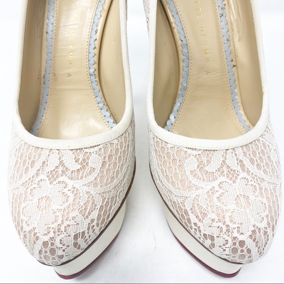 Charlotte Olympia Polly Pumps Lace Platform 6.5 - Picture 8 of 16